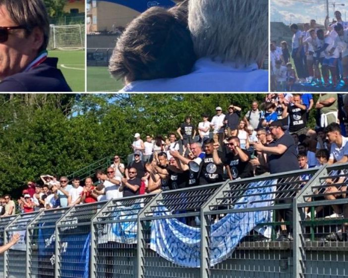 Delusione, lacrime e orgoglio della Solbiatese: Claudio Milanese va davanti ai tifosi nerazzurri, li ringrazia e dice &quot;ci riproveremo&quot;. In alto a destra la gioia del Paternò