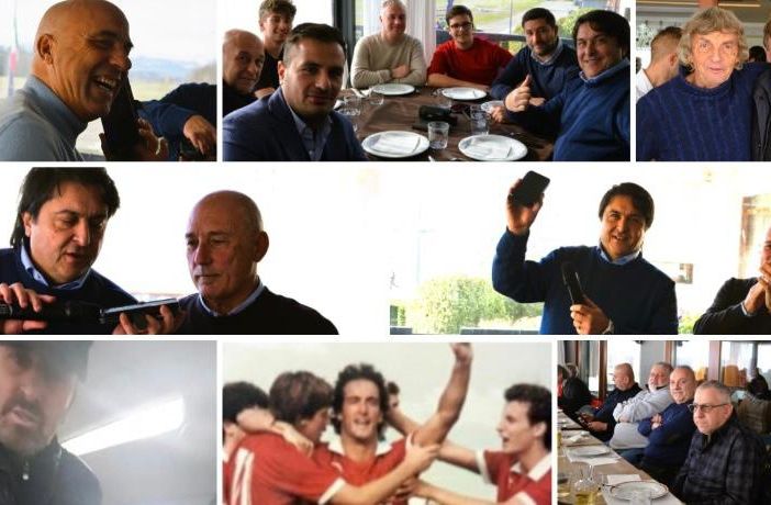 Dall'alto in senso orario Paolillo, mister, ds e dg del Città di Varese, Claudio Milanese e Silvio Papini presenti alla pizzata benefica per aiutare Alessandro Tatti, poi il momento in cui Vito Romaniello ed Enzo Rosa chiamano il bomber in cura, quindi le foto di un tavolo al Volo a Vela e quelle dell'ex attaccante con la maglia del Varese e oggi (foto Ezio Macchi) Dall'alto in senso orario Paolillo, mister, ds e dg del Città di Varese, Claudio Milanese e Silvio Papini presenti alla pizzata benefica per aiutare Alessandro Tatti, poi il momento in cui Vito Romaniello ed Enzo Rosa chiamano il bomber in cura, quindi le foto di un tavolo al Volo a Vela e quelle dell'ex attaccante con la maglia del Varese e oggi (foto Ezio Macchi)