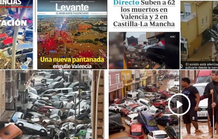 Alcuni titoli e immagini choc di Valencia inghiottita dalle inondazioni