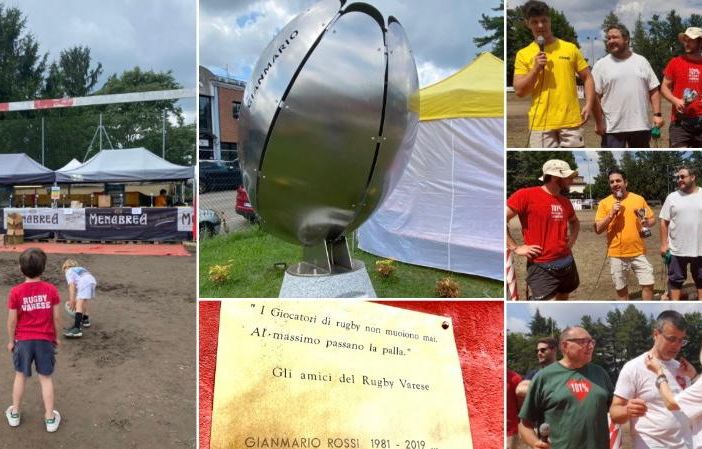 Passato, presente e futuro all'Aldo Levi di Giubiano: due bimbi pronti a calciare tra i pali, l'ovale rivolto verso il cielo di Gianmario Rossi e le premiazioni per il miglior giocatore Luca Perin, l'uomo squadra Sirio Pari e la bislonga d'oro per Marco Talacchini