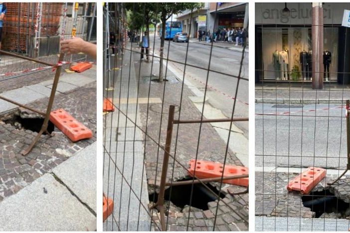 VIDEO. Varese, si apre una voragine in via Morosini