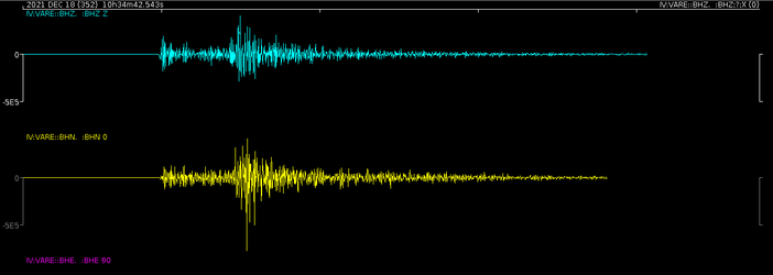 Il tracciato del sismografo del Centro Geofisico Prealpino