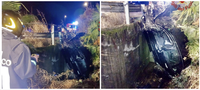 Auto finisce fuori strada e vola nel fosso: paura nel Comasco