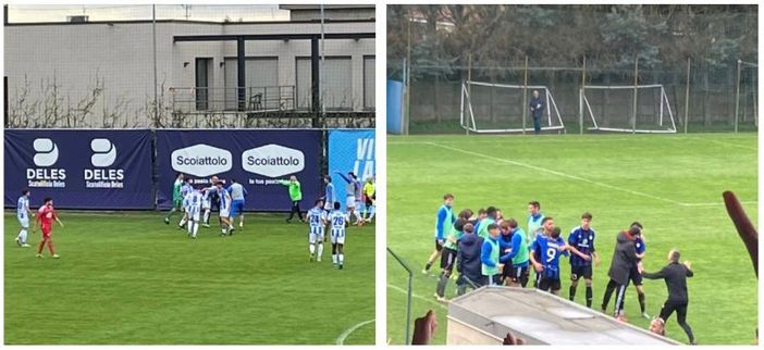 Palazzolo in festa a Venegono (a sinistra) e abbracci nerazzurri al Chinetti (a destra) Palazzolo in festa a Venegono (a sinistra) e abbracci nerazzurri al Chinetti (a destra)