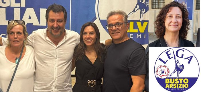 Da sinistra: Reguzzoni, Salvini, Tovaglieri, Albani. Nel riquadro, Maffioli