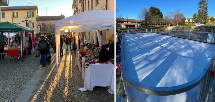 I mercatini nelle vie del paese e la pista da pattinaggio al parco Grande Casa