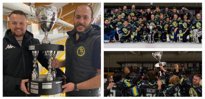 Omar Cagnina e Lorenzo Broggi con la coppa dei "campioni" vinta dai Varese Crazy Bees. A lato e sotto nella gallery tutte le foto di Michele Del Re