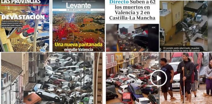 Alcuni titoli e immagini choc di Valencia inghiottita dalle inondazioni Alcuni titoli e immagini choc di Valencia inghiottita dalle inondazioni