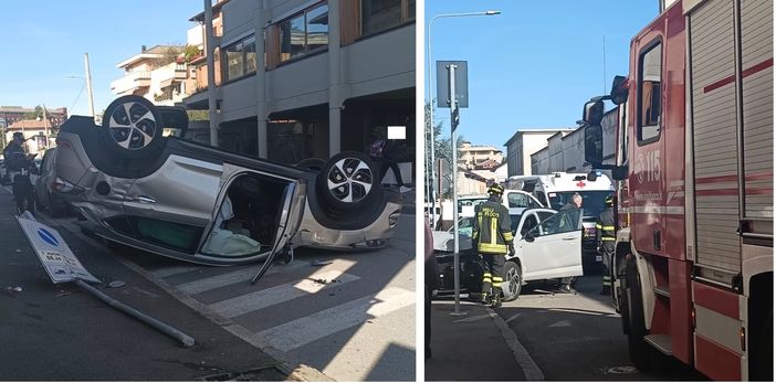 Ancora un incidente in via Maino a Busto, si ribalta auto. Paura e rabbia dei residenti
