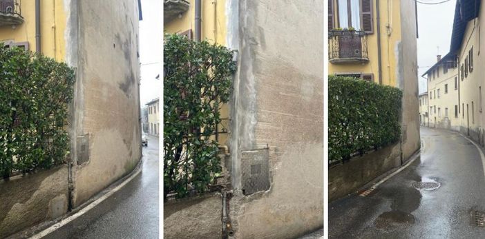 Il muro di via Dante a Daverio dopo la riparazione Il muro di via Dante a Daverio dopo la riparazione