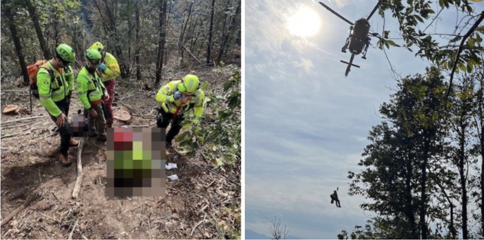 Soccorso alpino in azione a Dumenza: ventenne si ferisce mentre lavora nel bosco