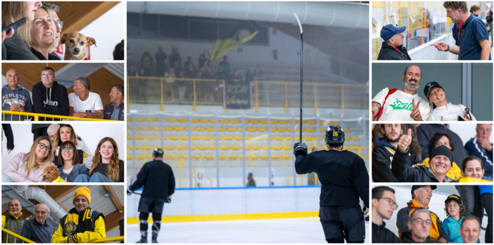 Il saluto del capitano ai Ragazzi della Nord al primo allenamento dei Mastini e i bei volti del popolo giallonero (foto Alessandro Umberto Galbiati)