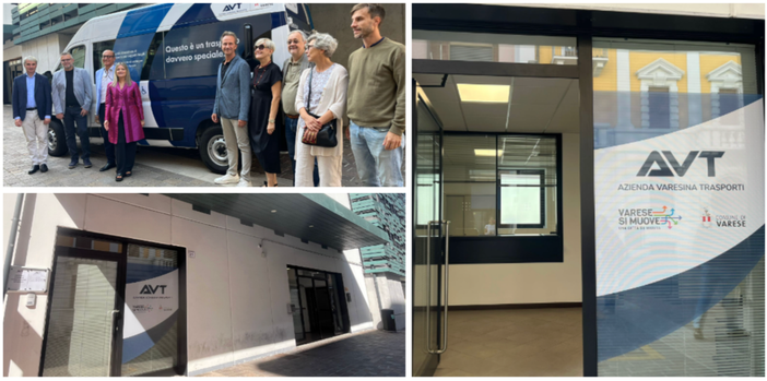 La presentazione della nuova location dello sportello "Varese si muove" al primo piano del parking Sempione e i pulmini rinnovati per i trasporti speciali di Avt