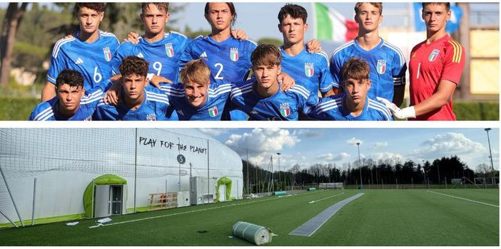 Gli azzurrini Under 16 ospiti domani dell'Atleti Azzurri d'Italia di Gallarate e, sotto, i nuovi campi quasi pronti al Chinetti