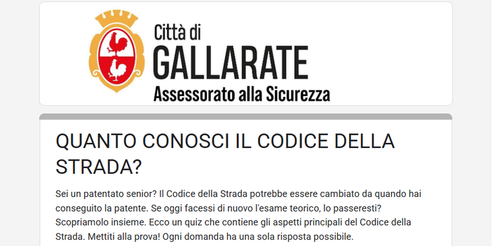 Codice della Strada: quanto lo conosci davvero? Il Comune di Gallarate propone una guida e un quiz Codice della Strada: quanto lo conosci davvero? Il Comune di Gallarate propone una guida e un quiz