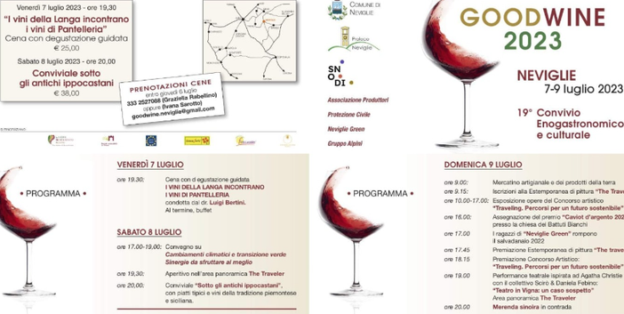 "Goodwine", a Neviglie il 19° convivio enogastronomico e culturale