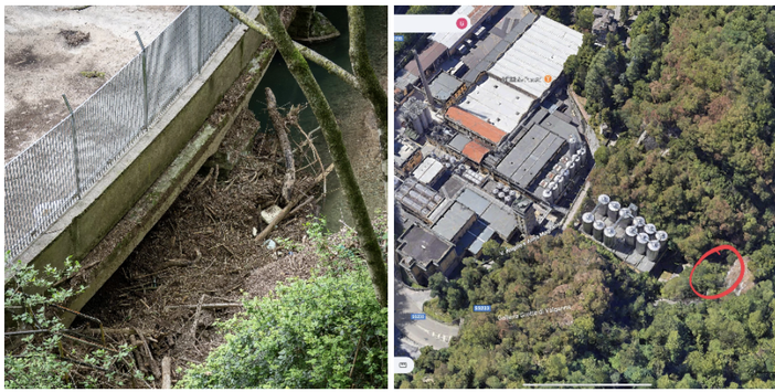 Il "tappo" incriminato e il punto in cui si trova nelle immagini di Gianluca Bertoni