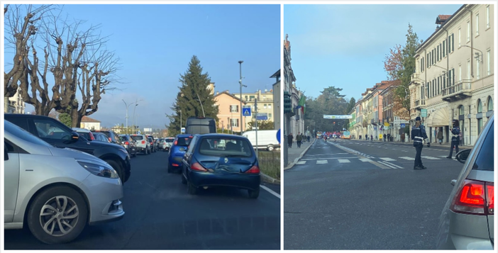 A sinistra: la situazione in largo Flaiano. A destra: via Sacco chiusa