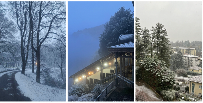 Da sinistra: la neva al Campo dei Fiori, al Sacro Monte e a Varese