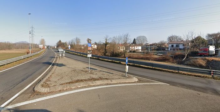 L'imbocco della Strada Provinciale 3 uscendo dal centro di Cantello