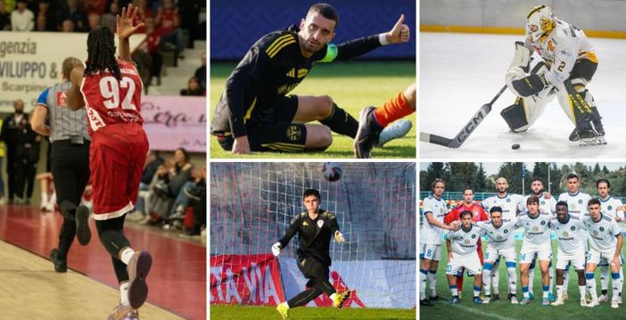 Qui sopra in senso orario Jaron Johnson atteso a Scafati a un'altra grande prova, il capitano del sogno Varesina Gasparri, il portierone Rocco Perla che torna titolare nei Mastini, la Solbia attesa domani al Chinetti dalla sfida al vertice con il Pavia e Piras, numero 1 del Varese sempre tra i migliori in campo Qui sopra in senso orario Jaron Johnson atteso a Scafati a un'altra grande prova, il capitano del sogno Varesina Gasparri, il portierone Rocco Perla che torna titolare nei Mastini, la Solbia attesa domani al Chinetti dalla sfida al vertice con il Pavia e Piras, numero 1 del Varese sempre tra i migliori in campo