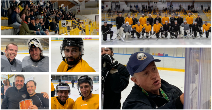 In alto pubblico e squadra al primo allenamento; qui sopra poker in senso orario: Pisarenko-Filippo Matonti, Bastille, Tilaro-Michael Mazzacane e il regalo di Flavio per il 35° compleanno di capitan Vanetti. Qui sopra a destra coach Da Rin alla lavagnetta in pista