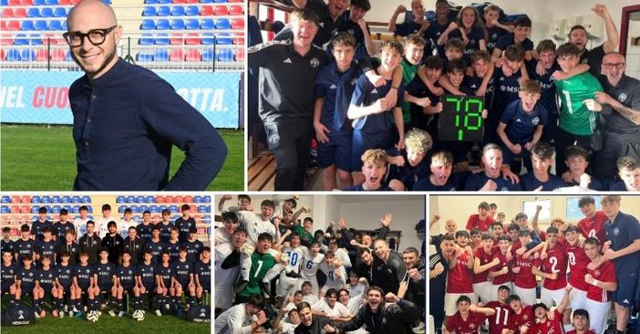 Andrea Millefanti, direttore generale del settore giovanile della Varesina, e dall'alto a sinistra in senso orario i campioni dell'Under 14 regionale, Under 16 Élite, Under 17 Élite e Under 15 Élite Andrea Millefanti, direttore generale del settore giovanile della Varesina, e dall'alto a sinistra in senso orario i campioni dell'Under 14 regionale, Under 16 Élite, Under 17 Élite e Under 15 Élite