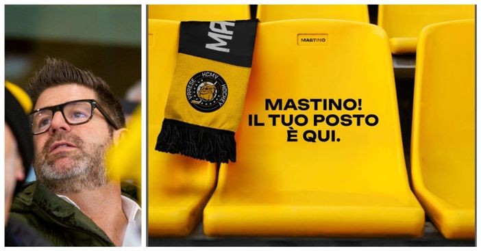 Il presidente Carlo Bino e l'immagine scelta dal club per lanciare la pre campagna abbonamenti al via sabato 24 giugno (Photosport &amp; More)