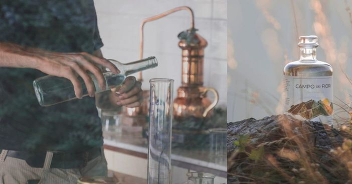 Alessandro e il Campo dei Fiori messo dentro a una bottiglia