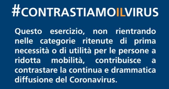 Coronavirus, l'esempio dei commercianti della provincia: «Chiudiamo a tutela della salute di tutti»