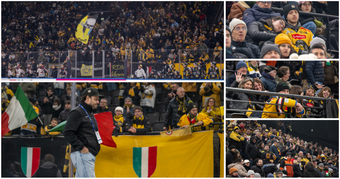 Il popolo giallonero accorso in massa alla Santagiulia Ice Hockey Arena (Foto Galbiati)