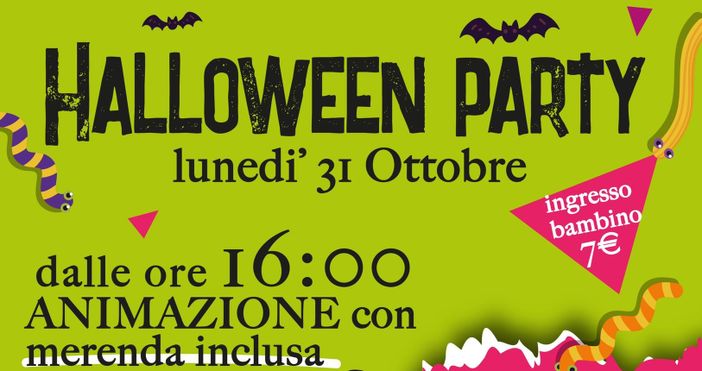 Il dettaglio della locandina della festa di Halloween all'Happy Park Varese di Albizzate. In basso la locandina completa (servizio a cura di Giulia Nicora)