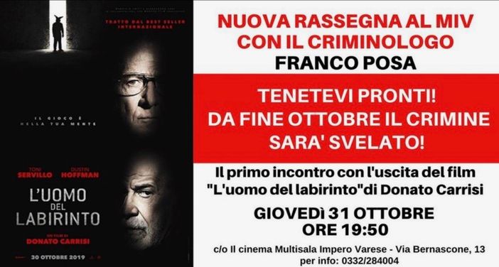 La mente criminale e i suoi misteri. Al Miv film e dibattito con il criminologo Posa La mente criminale e i suoi misteri. Al Miv film e dibattito con il criminologo Posa
