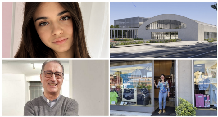 In alto da sinistra: Sara Vetrano e l'immagine di come apparirà la nuova area riqualificata dell'Aermacchi di Varese. In basso da sinistra: don Luciano Andriolo e Luana Aimar