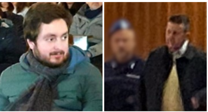 Nicolò Maja (a sinistra) e il padre Alessandro (a destra durante una precedente udienza)