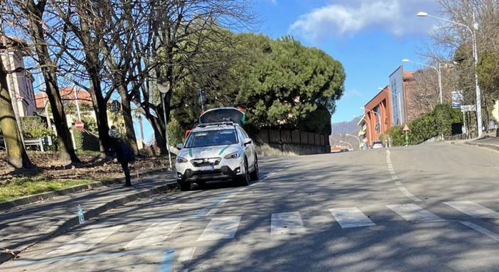La polizia locale sul luogo dell'investimento di questa mattina in via Lido