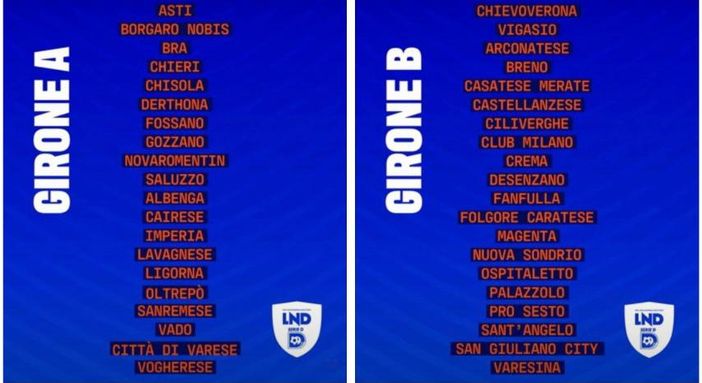 Varese nel girone A, Varesina e Castellanzese nel B