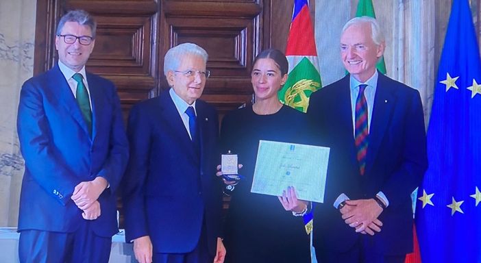 Greta Talamona, nominata ieri Alfiere del Lavoro nelle sale del Quirinale