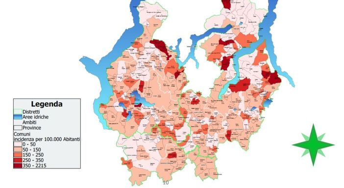 La mappa del Coronavirus nel Varesotto: nel Verbano l'incidenza più alta, a Gallarate la più bassa