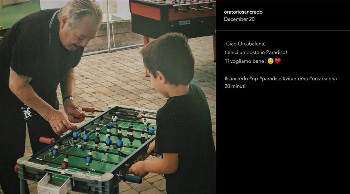 Il post dell'oratorio su Instagram