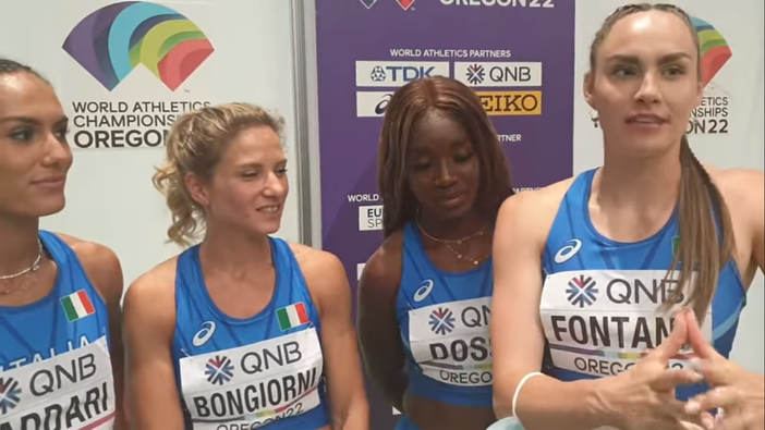 Fontana, a destra, con le altre azzurre (immagini Fidal)