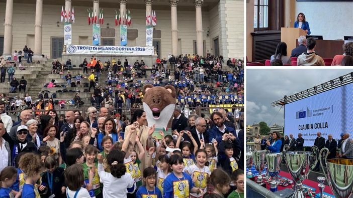 Claudia Colli in tre momenti delle celebrazioni per la "Festa dell'Europa"