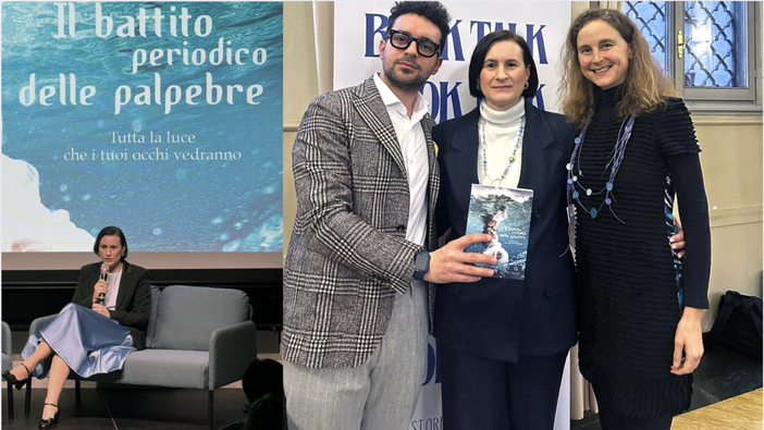 Nella foto: l’editore Giacovelli, l’autrice del libro Elisa Origi e la protagonista, Francesca Nella foto: l’editore Giacovelli, l’autrice del libro Elisa Origi e la protagonista, Francesca