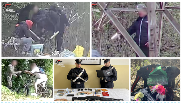 VIDEO. Nei boschi dello spaccio tra Sesto e Mercallo documentate 11mila cessioni di droga. Trovato anche un fucile a pompa