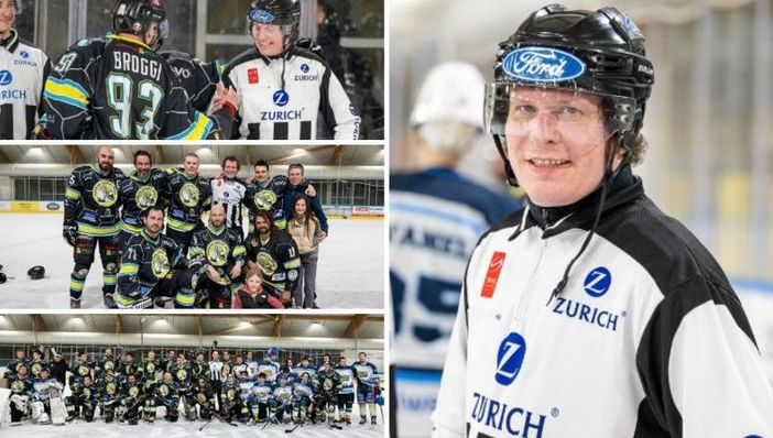 L'ultima da arbitro di Matteo Bianchi nel suo palaghiaccio tra gli amici dei Crazy Bees, vittoriosi 5-3 sugli Storm Pinerolo, squadra du Division I (Foto Alessandro Umberto Galbiati) L'ultima da arbitro di Matteo Bianchi nel suo palaghiaccio tra gli amici dei Crazy Bees, vittoriosi 5-3 sugli Storm Pinerolo, squadra du Division I (Foto Alessandro Umberto Galbiati)