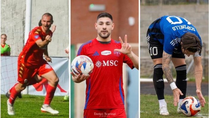 Banfi, Bertoli e Scapinello uomini gol di Varese, Varesina e Solbiatese (foto Macchi-Scaringi-Lucchi)