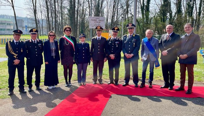 Cerimonia d'intitolazione stamattina a Gaggiolo del parco "Fiamme Gialle d'Italia"