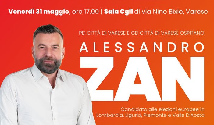 Alessandro Zan a Varese, venerdì 31 maggio