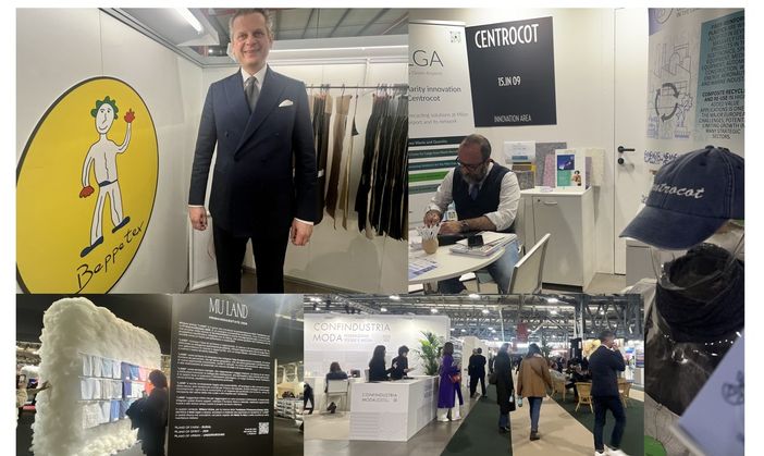 In alto a sinistra Beppe Tronconi, a lato lo stand del Centrocot di Busto e sotto altre immagini del Salone In alto a sinistra Beppe Tronconi, a lato lo stand del Centrocot di Busto e sotto altre immagini del Salone