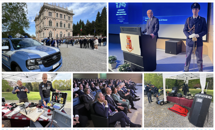 Alcuni momenti della celebrazione a Ville Ponti per il 174esimo anniversario della festa della Polizia di Stato Alcuni momenti della celebrazione a Ville Ponti per il 174esimo anniversario della festa della Polizia di Stato